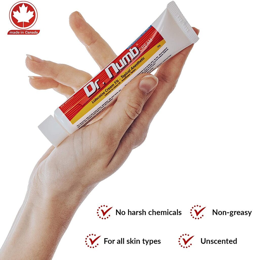 Dr Numb 5% Lidocaine Cream | Topical Numbing Cream for Laser, Microneedling + Tattoo Removal - Beauty Pro Supplies Canada