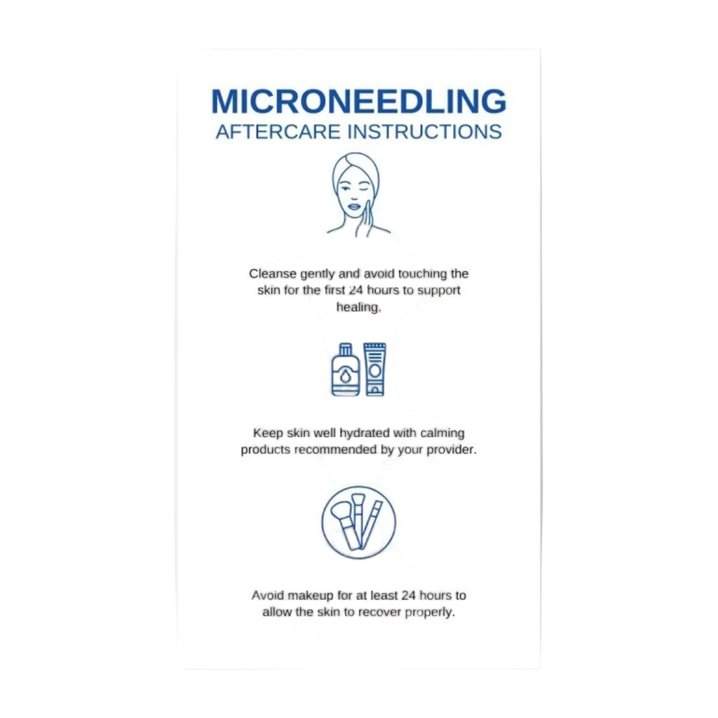 Microneedling Post Treatment Aftercare Instructions Cards.