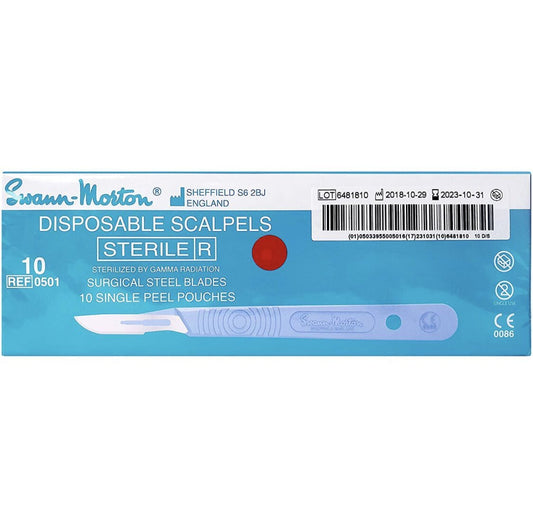 #10 Swann Morton Dermaplaning Disposable Scalpels - Stainless Steel, Sterile, Box of 10 Canada