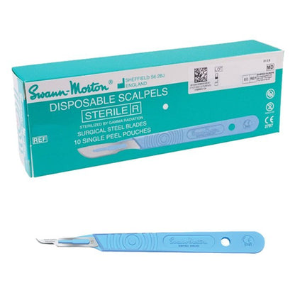 #10 Swann Morton Disposable Scalpel Dermaplaning Handle + Stainless Blade Sterile, Box of 10 Canada