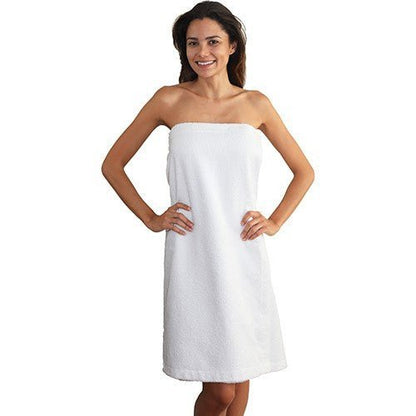 100% Cotton Terry Spa Wrap, White with Adjustable Velcro Towel Wrap Canada