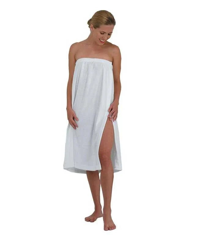 100% Cotton Terry Spa Wrap, White with Adjustable Velcro Towel Wrap Canada