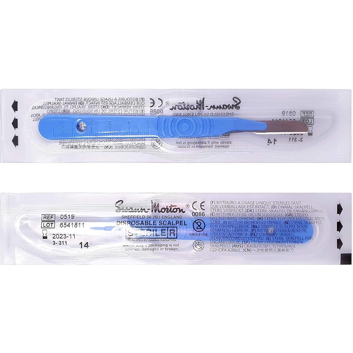 #14 Swann Morton Disposable Scalpels Dermaplaning Handle + Stainless Blade Sterile, Box of 10 Canada