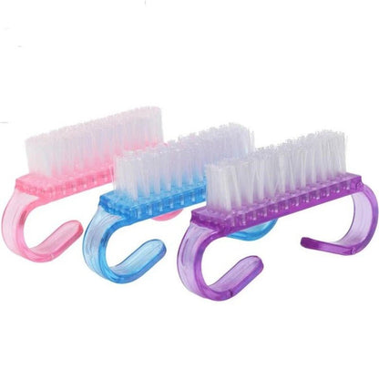 Acrylic Handle Grip Nail Brush, Implement Cleaning Brushes, Assorted Colors Pack of 10