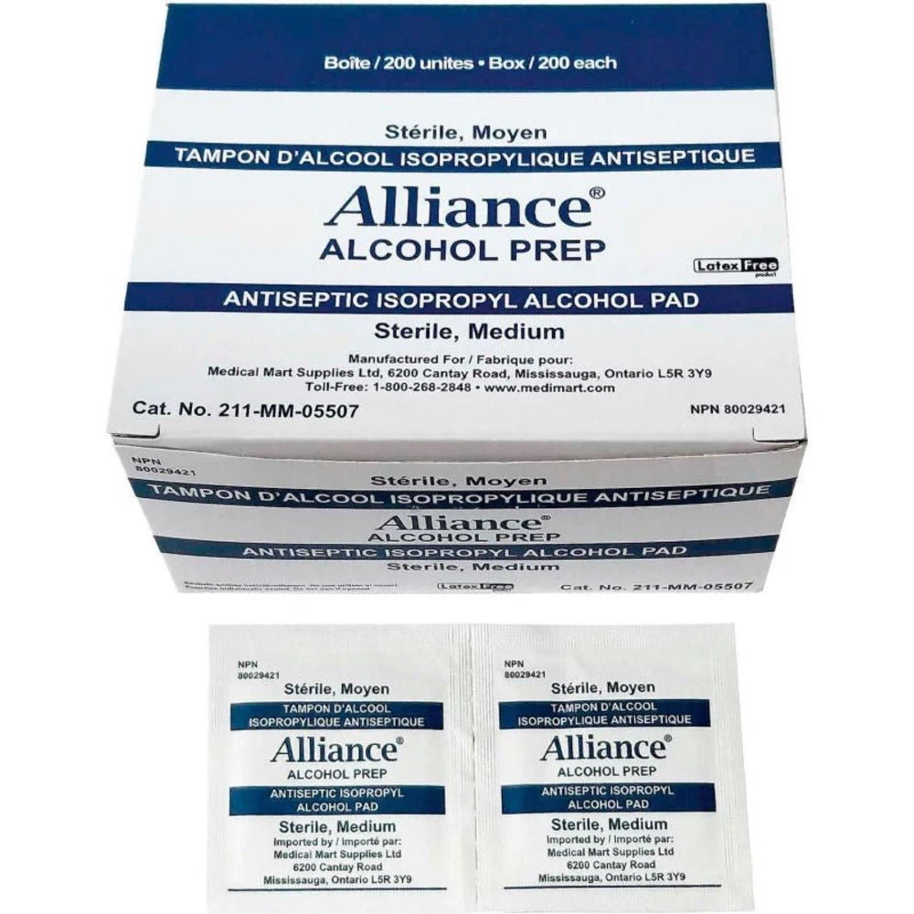 Alliance Alcohol Disinfection Prep Pads - Medium, 200/box