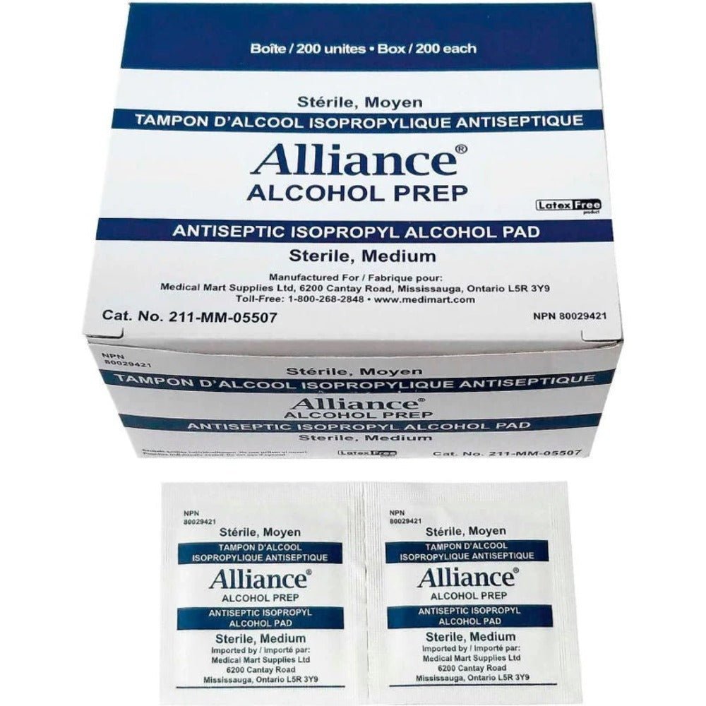 Alliance Alcohol Prep Pads, Medium, 200/box Canada