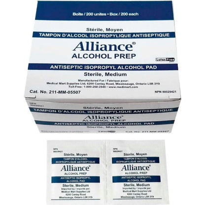 Alliance Alcohol Prep Pads, Medium, 200/box Canada
