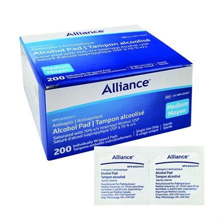 Alliance Alcohol Prep Pads, Medium, 200/box Canada