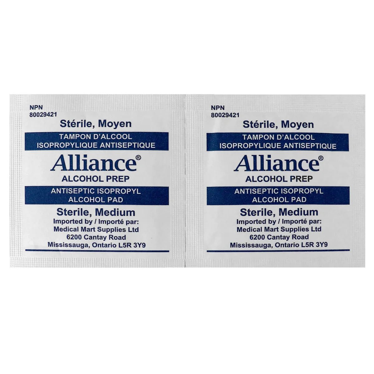 Alliance Disinfection Alcohol Prep Pads Medium, 25 count Canada