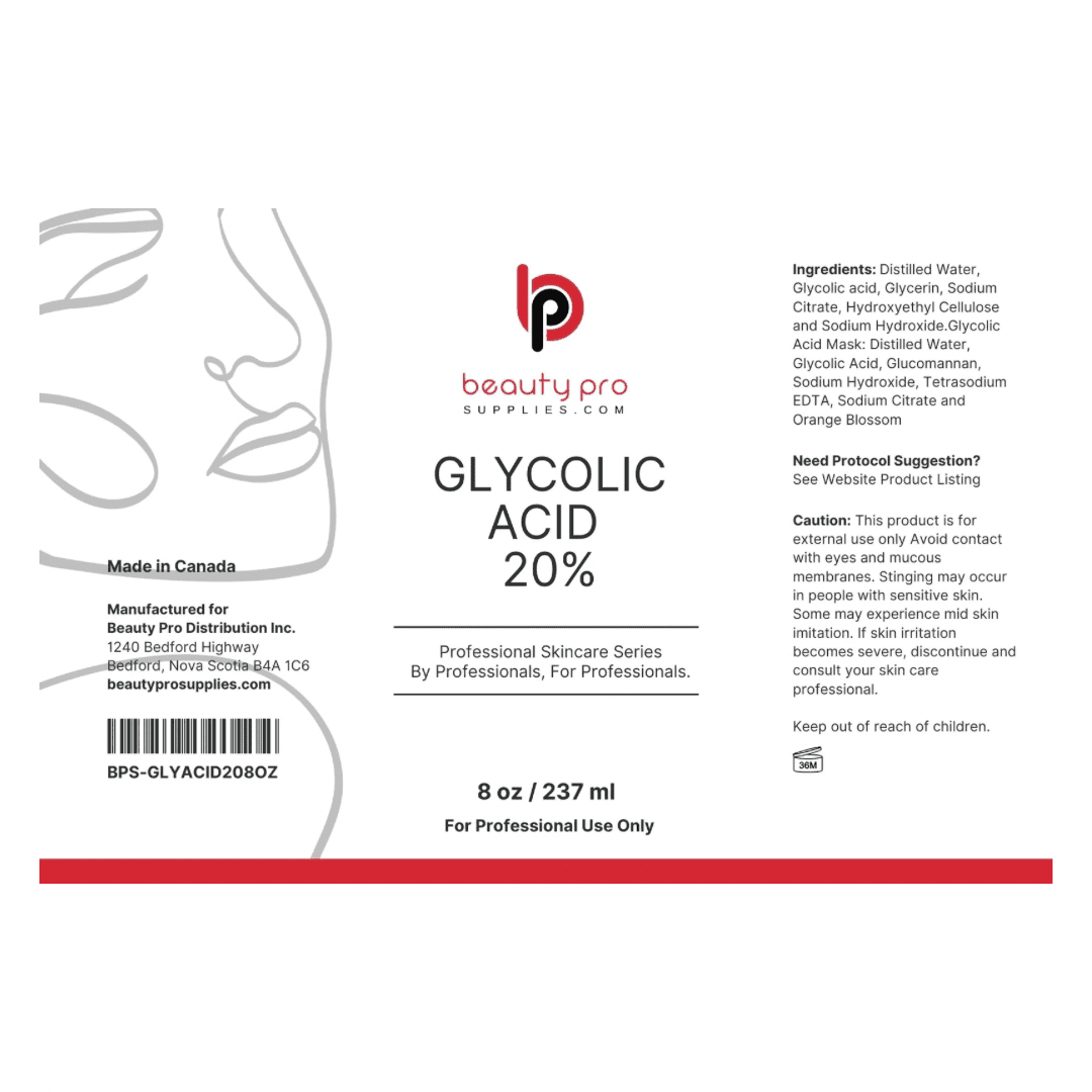 BPS Pro Series Glycolic Acid 20%, Professional Size 8oz / 237ml