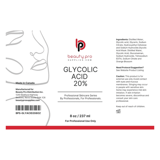 BPS Pro Series Glycolic Acid 20%, Professional Size 8oz / 237ml Canada