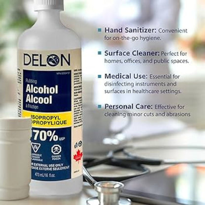 Delon 70% Isopropyl Alcohol, 473ml Canada