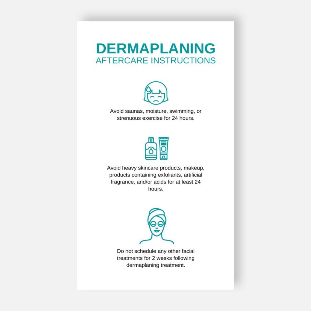 Dermaplaning Post Treatment Aftercare Instructions Cards Canada
