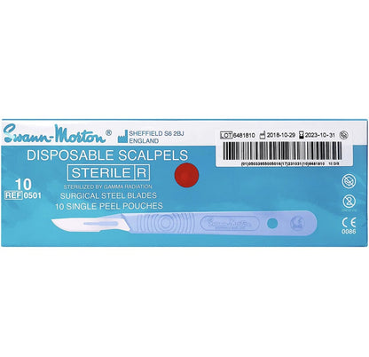 #10 Swann Morton Dermaplaning Disposable Scalpels - Stainless Steel, Sterile, Box of 10