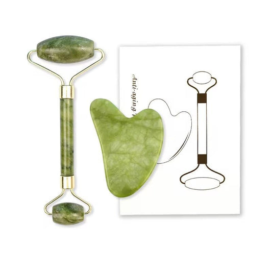 Facial Massage Boxed Set - Jade Facial Skin Roller + Gua Sha Set Canada