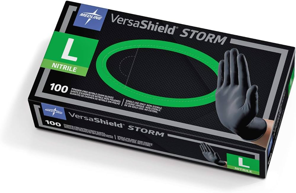 Medline VersaShield Storm Black Disposable Nitrile Gloves, Powder Free Canada