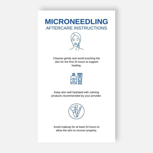 Microneedling Post Treatment Aftercare Instructions Cards.