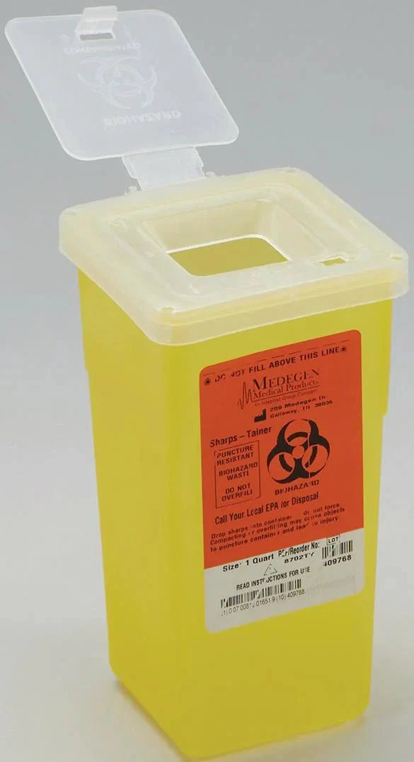 Yellow Sharp Container Box Sharps Container, Yellow 1 qt (0.95 Liter) – DermaplaningSupplies.com