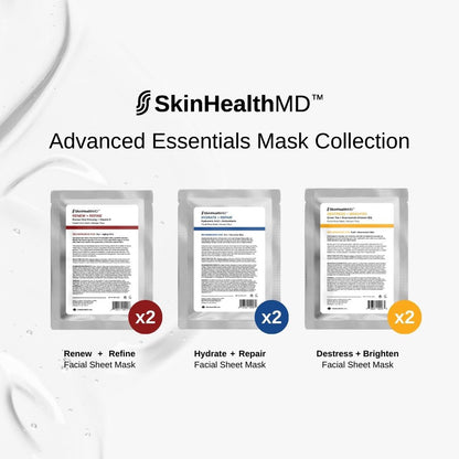 SkinHealthMD Destress + Brighten Facial Sheet Mask | Green Tea + Niacinamide (Vitamin B3)