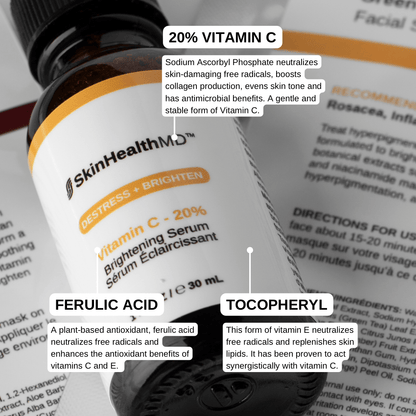 SkinHealthMD Vitamin C Serum 20% with Ferulic Acid, Vitamin E + Hyaluronic Acid, 1 oz / 30ml