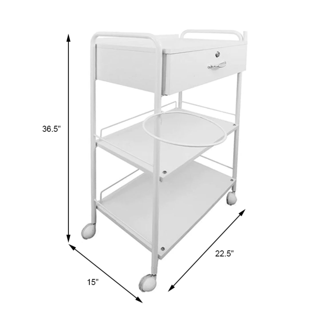 Spa Aesthetican Facial Trolley with Lockable Drawer + Lamp Holder Canada