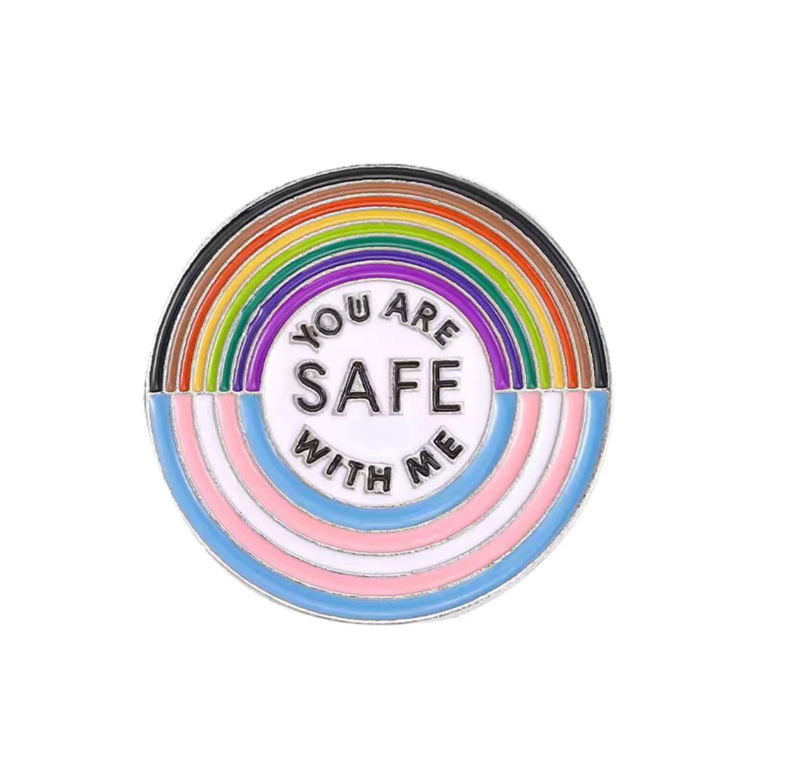 Lapel Pin - You are Safe with Me Pride / Trans Pride Enamel Pin for Aesthetician