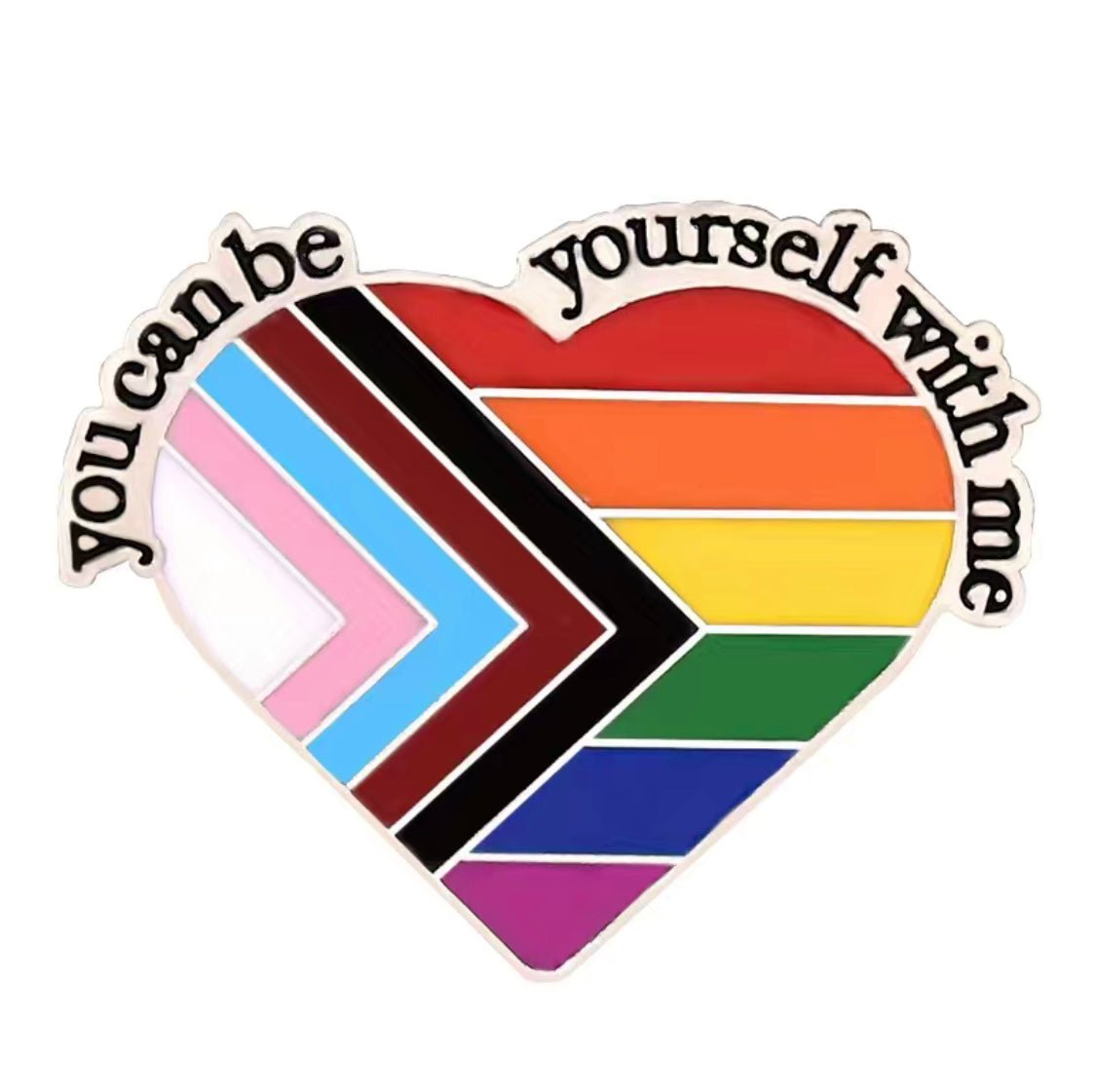 Lapel Pin - “You can be yourself with Me” Heart Pride Enamel Pin for Aesthetician