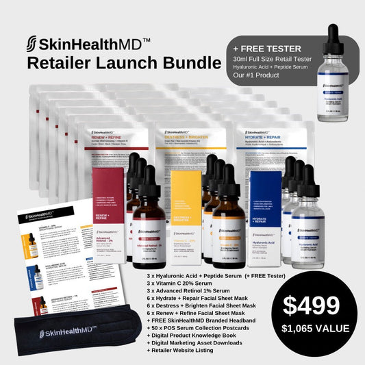 SkinHealthMD Retailer Launch Bundle, 6 Top SKU's, Tester + Promo Material - Value of $1,065 Canada